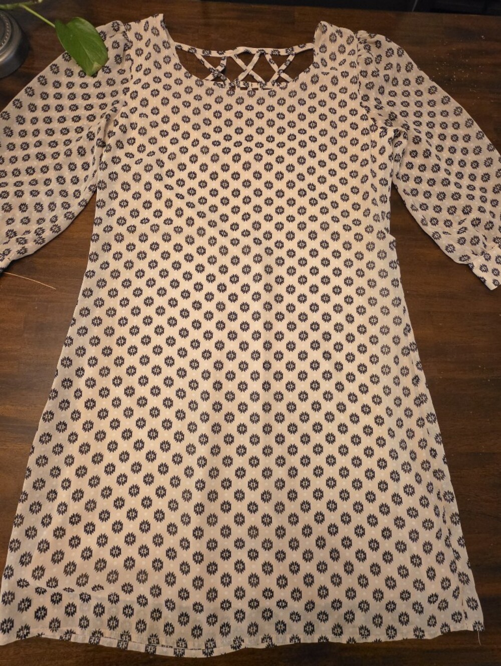 BONGO Printed Mini Shift Dress Tunic Geometric Boho Pattern S/C